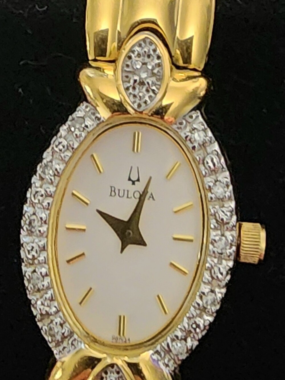 Vintage Bulova C869536 Diamond Accent Gold Cocktail Watch - Mint Face 7"